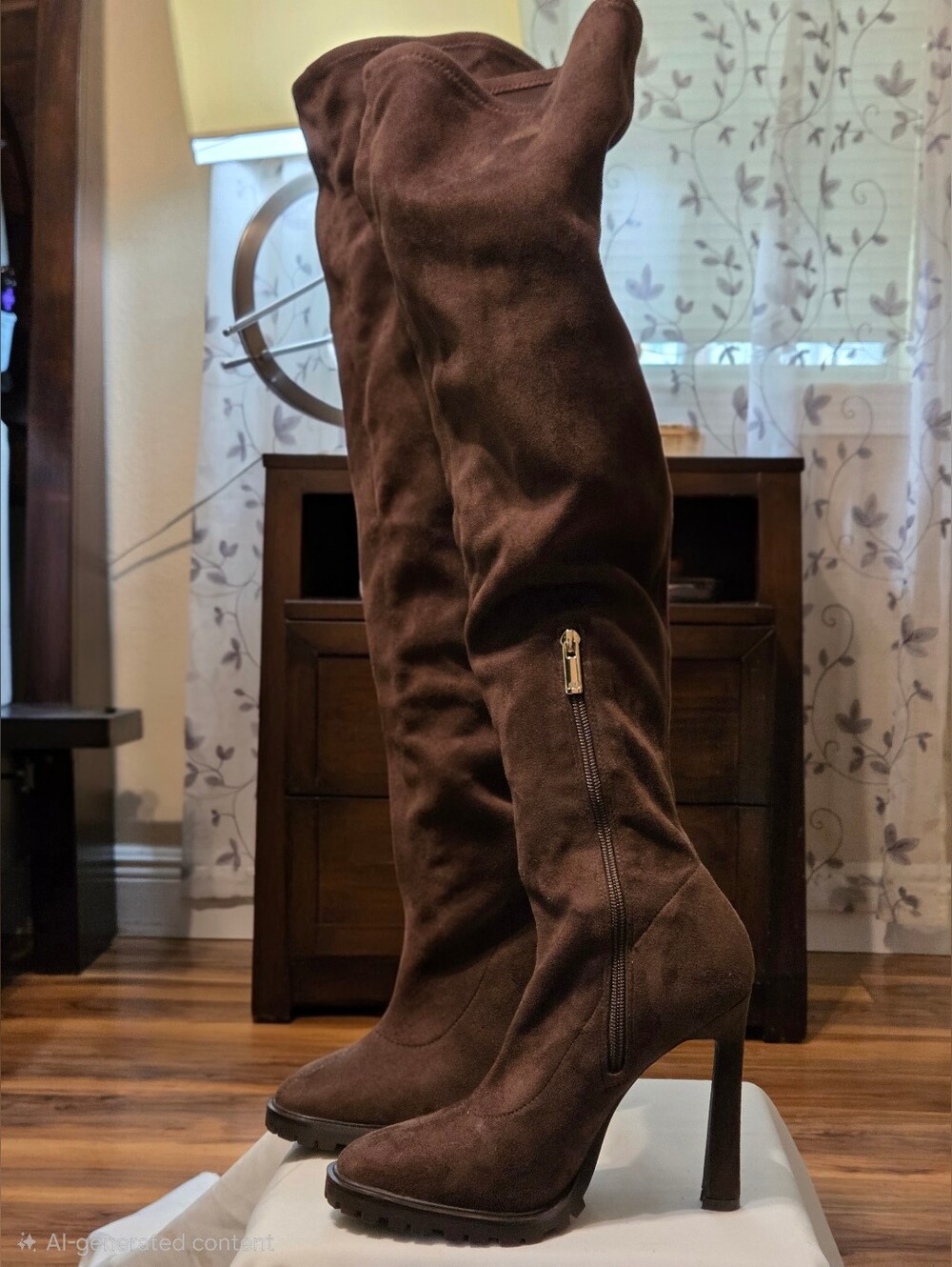 Jennifer Lopez Brown Suede Over the Knee High Heel Boots Size 8M